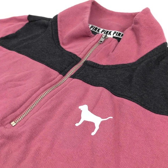 PINK Victoria's Secret 1/4 Zip Sweatshirt Sz Large - Picture 4 of 8